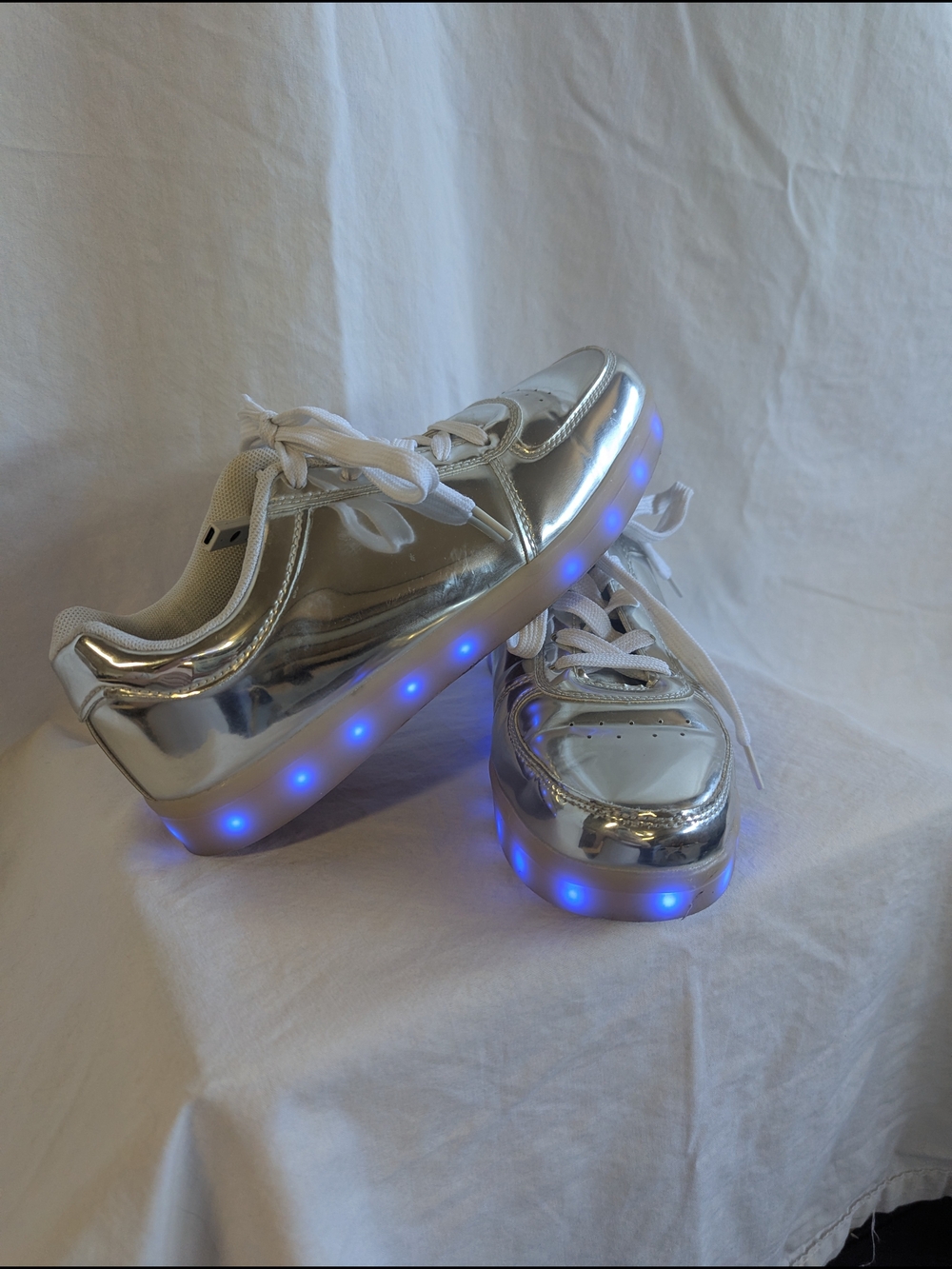 🌈 Silver Platform Rainbow LED Sneakers